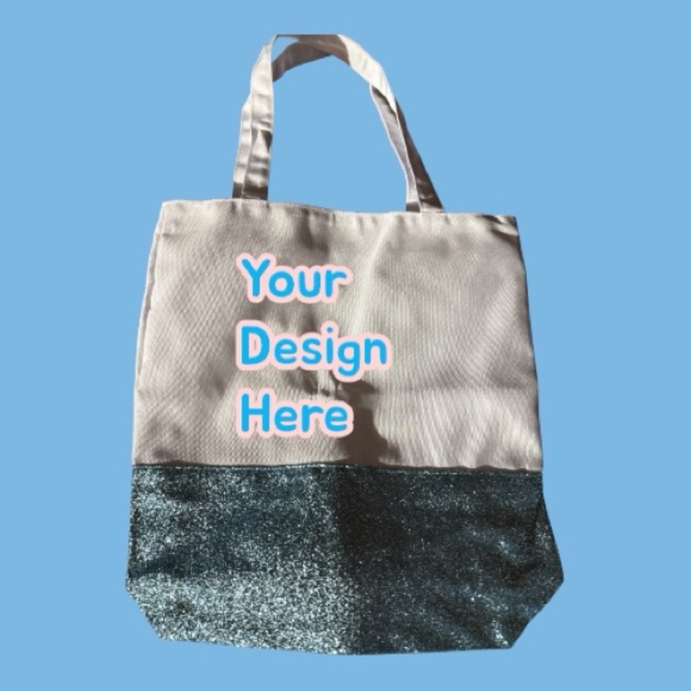 Personalized White & Glitter Tote Bag - Custom Made with your design Name